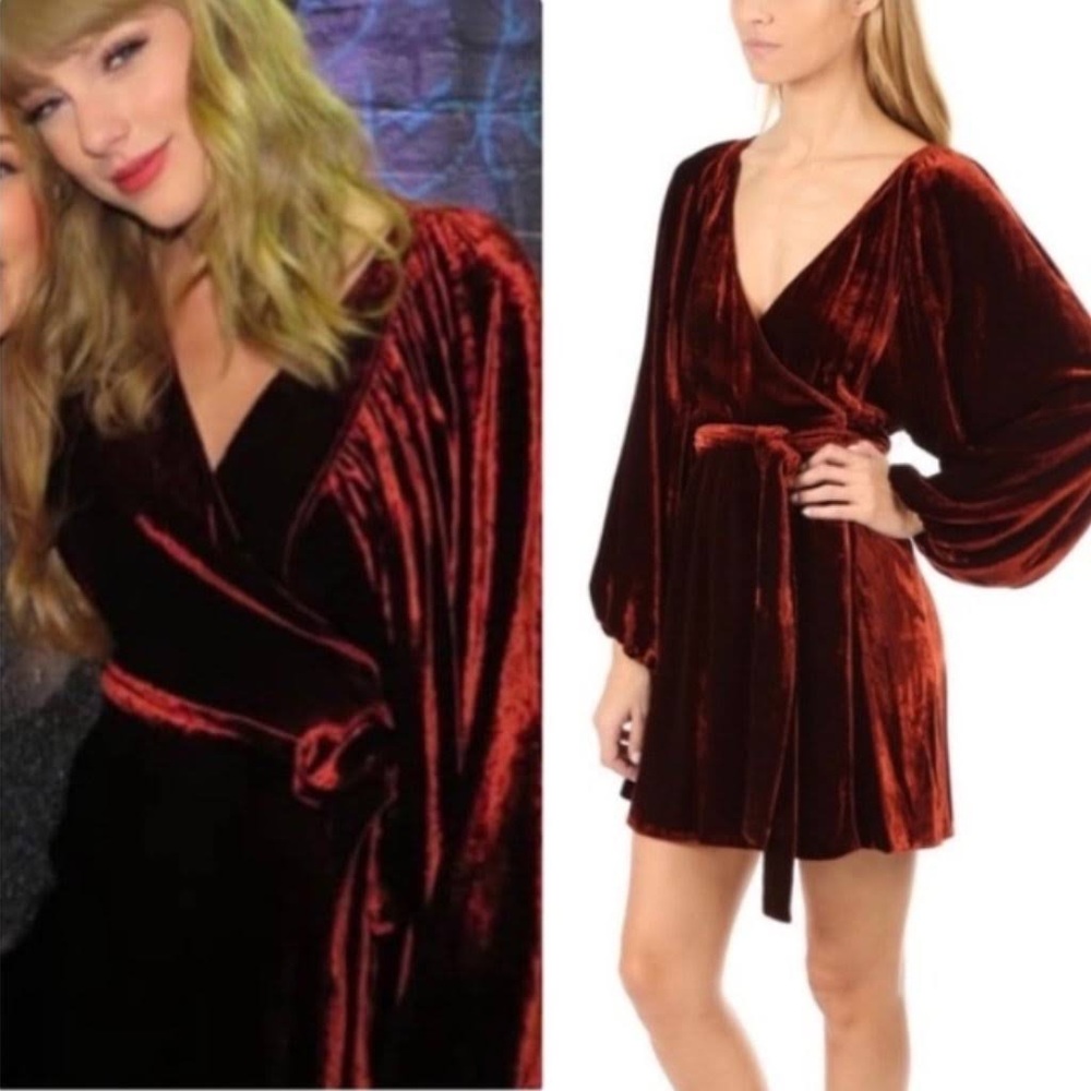 A.L.C. Velvet Wrap Mini Dress in Deep Burgundy